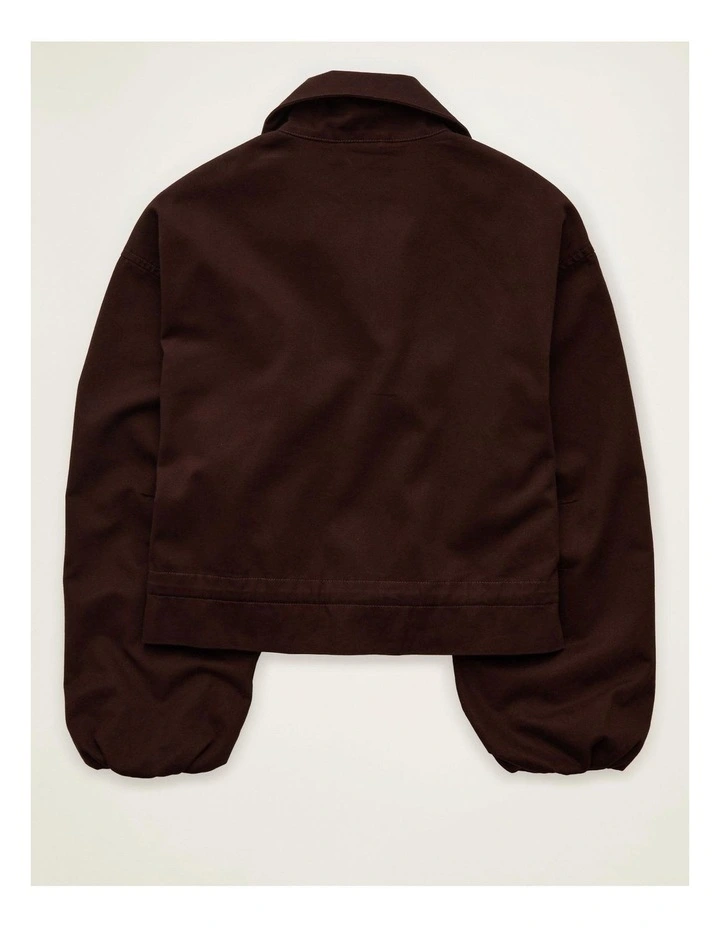 Funnel Neck Bomber Jacket in Brown image 4