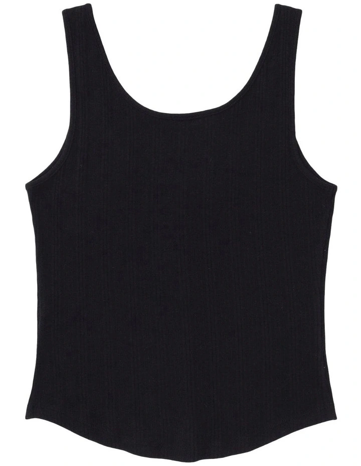 Button Through Femme Tank in Black image 4