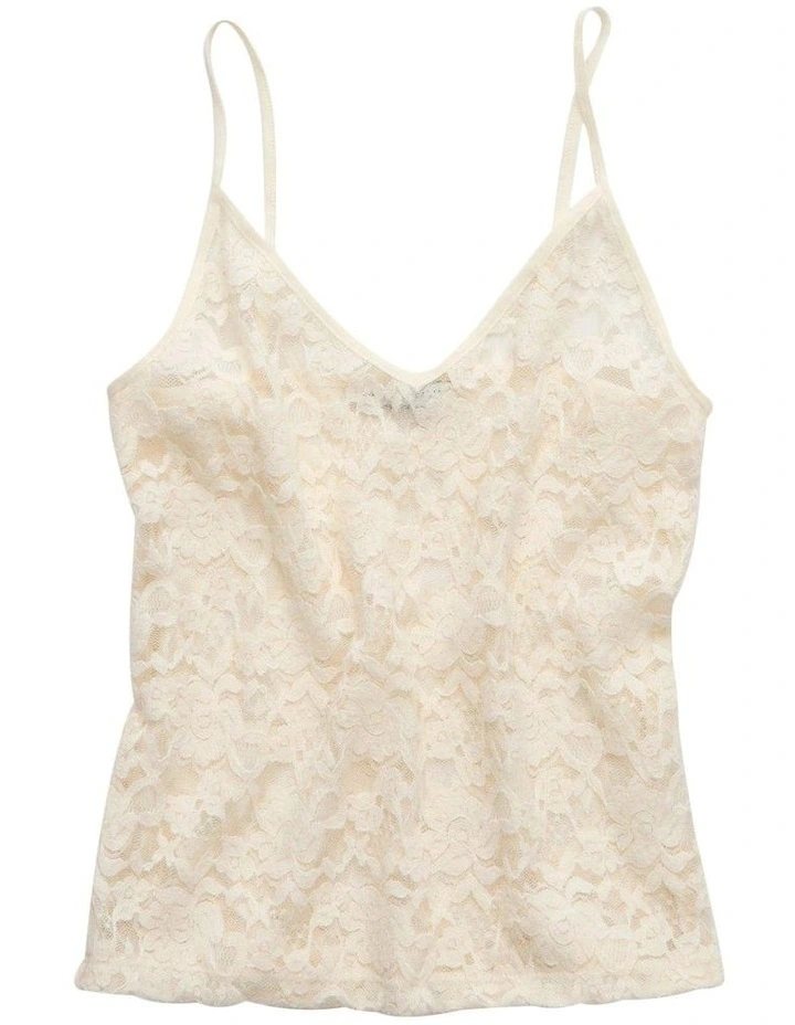 Velvet Trim Cozy Cami in Chalk image 3