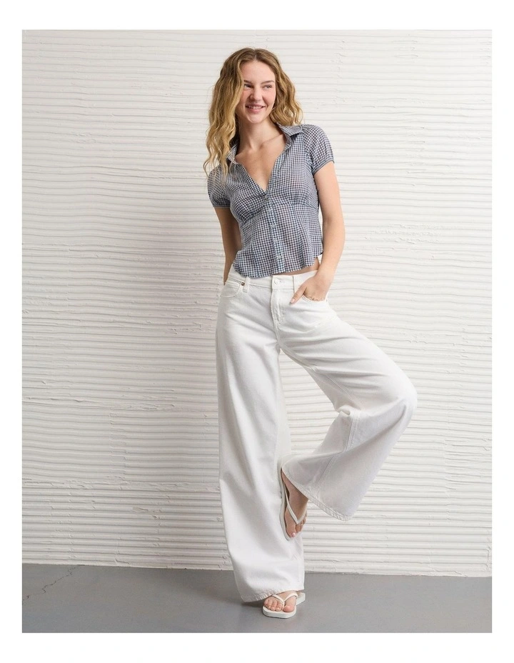 Short-Sleeve Button-Up Shirt in Navy image 1