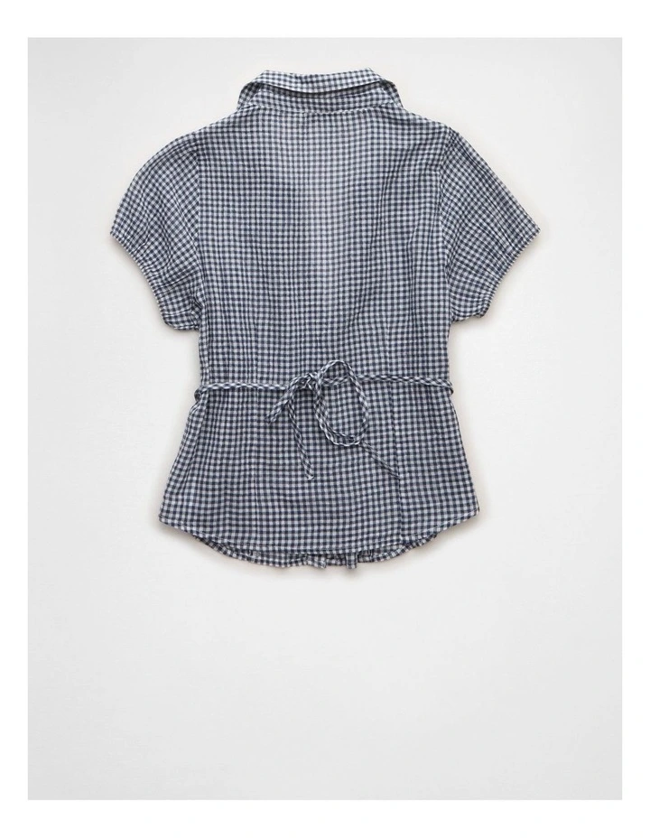 Short-Sleeve Button-Up Shirt in Navy image 4