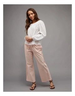 Lace Long-Sleeve Blouse in Cool White