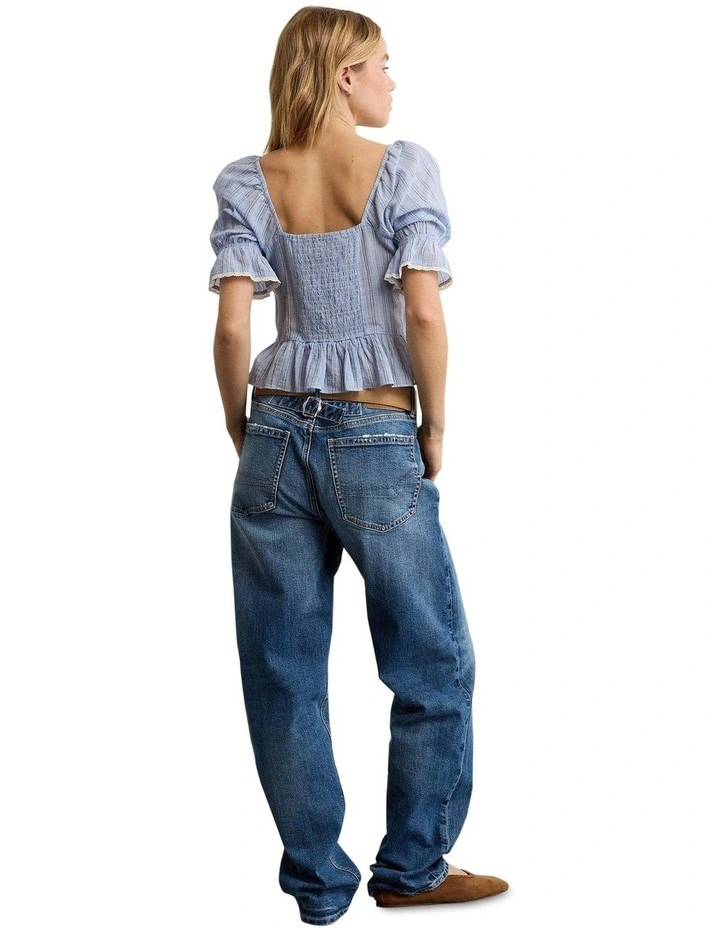 Puff Sleeve Pintuck Blouse in Light Blue image 2