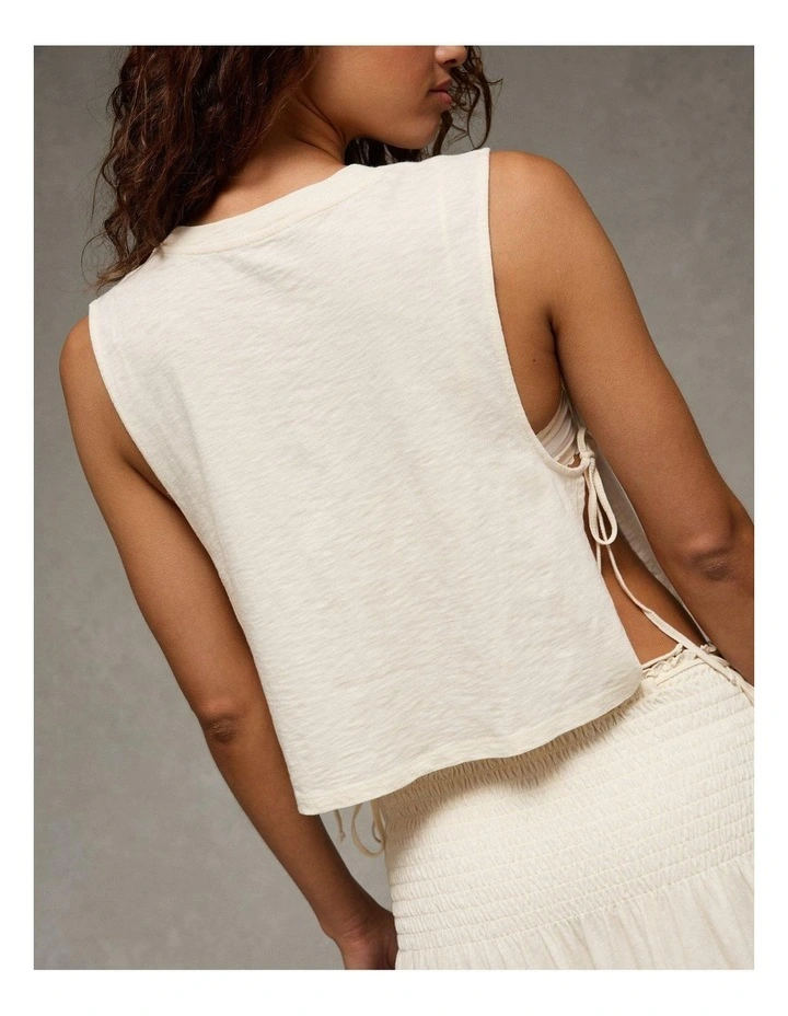 Sunchaser Side-Tie Muscle Tank Top in Cream image 2