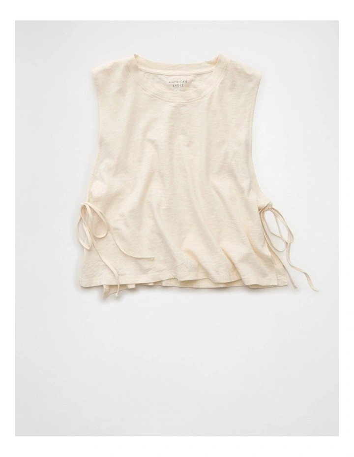 Sunchaser Side-Tie Muscle Tank Top in Cream image 3