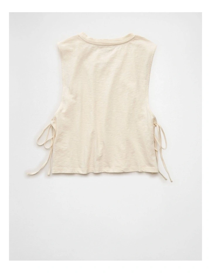 Sunchaser Side-Tie Muscle Tank Top in Cream image 4