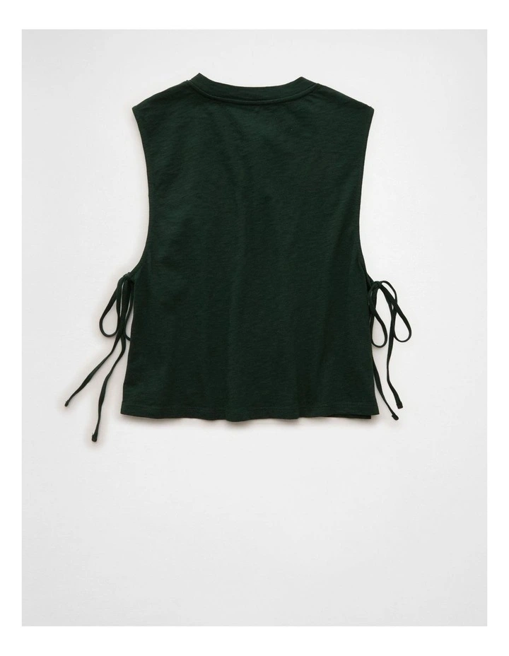 Sunchaser Side-Tie Muscle Tank Top in Deep Forest Green image 4