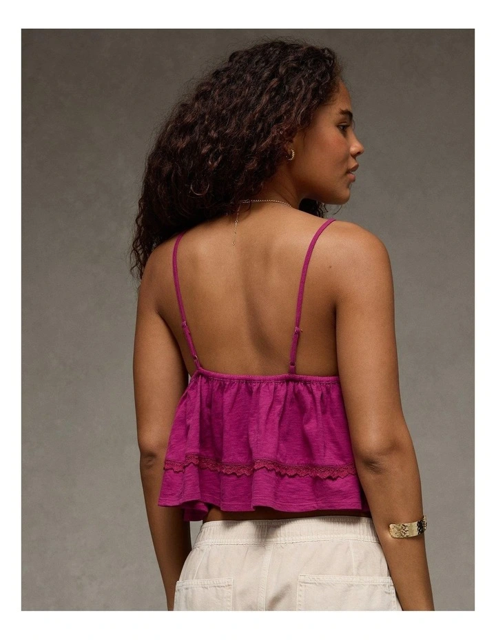 Sunchaser Lace Trim Babydoll Tank Top in Plum image 2