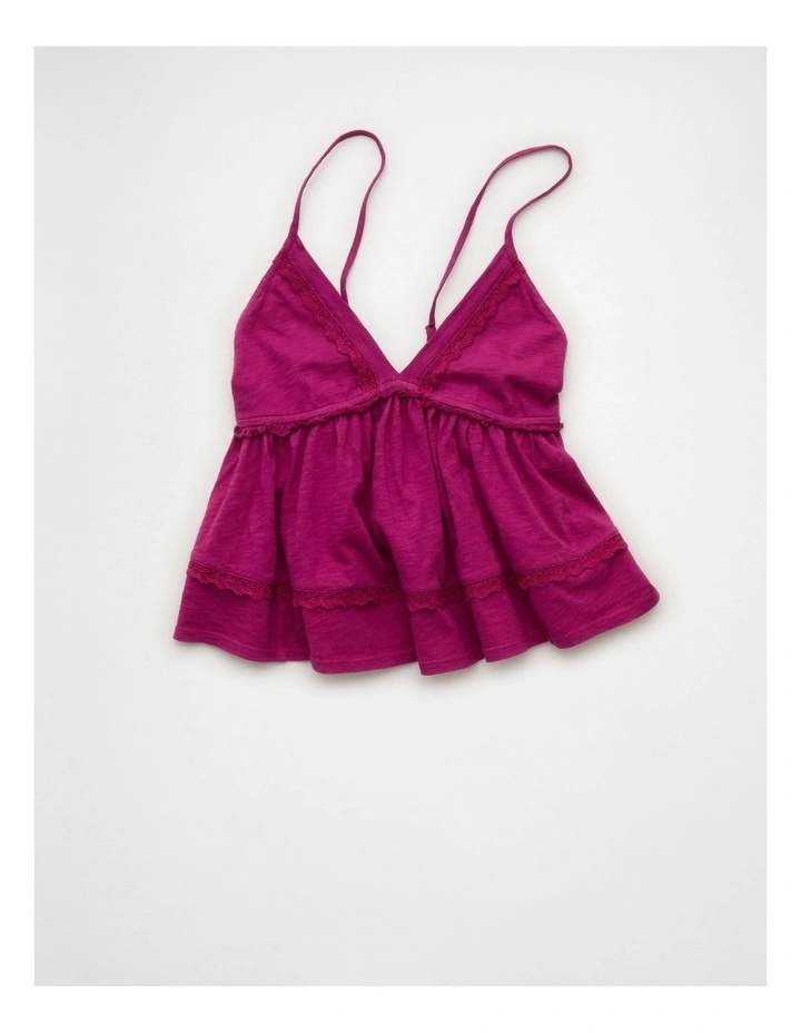 Sunchaser Lace Trim Babydoll Tank Top in Plum image 3