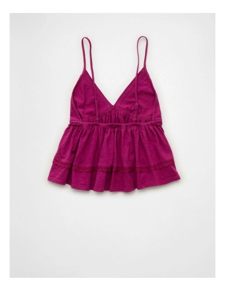 Sunchaser Lace Trim Babydoll Tank Top in Plum image 4