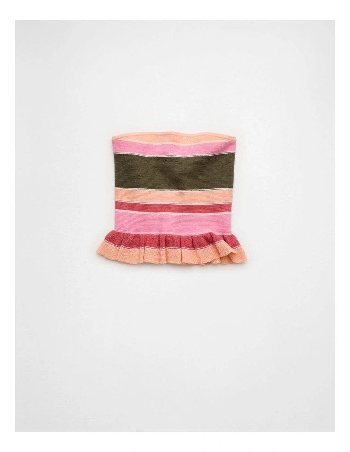 Cropped Peplum Sweater Tube Top in Pink image 3