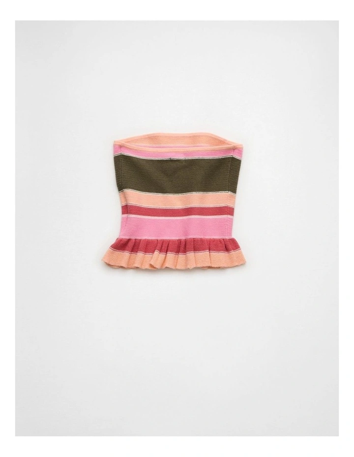Cropped Peplum Sweater Tube Top in Pink image 4