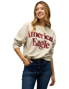 Velvet Graphic Crew Neck Sweatshirt in Oatmeal Heather