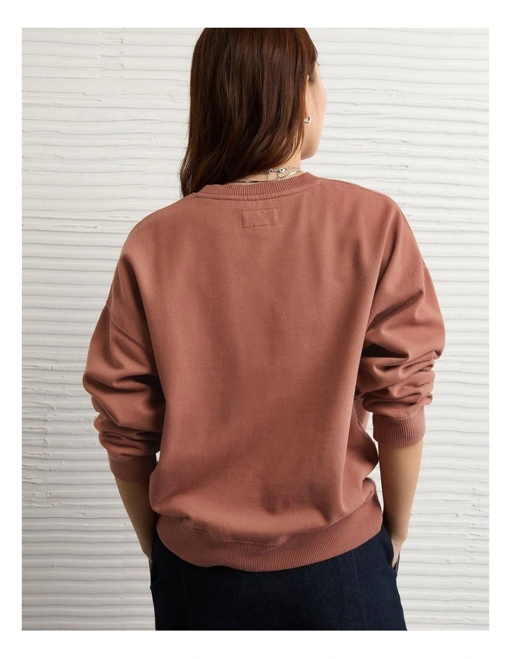Velvet Graphic Crew Neck Sweatshirt in Faded Raisin image 2