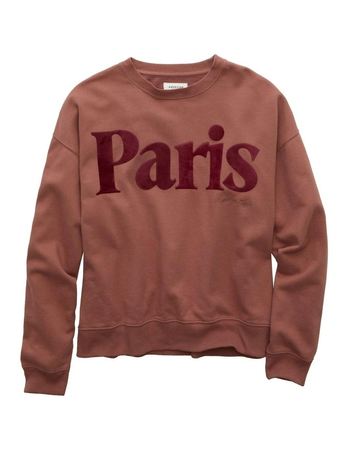 Velvet Graphic Crew Neck Sweatshirt in Faded Raisin image 3