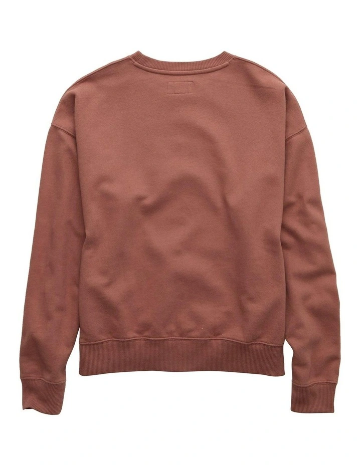 Velvet Graphic Crew Neck Sweatshirt in Faded Raisin image 4