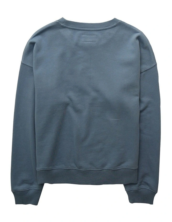 Velvet Graphic Crew Neck Sweatshirt in Powder Blue image 2