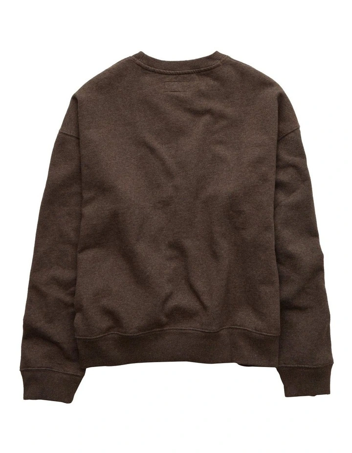 London Velvet Graphic Crew Neck Sweatshirt in Coffee image 4
