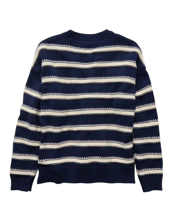 Striped Crew Neck Sweater in Blue image 4