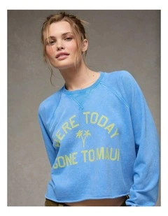 Cropped Cutoff Sweatshirt in Blooming Bright Blue