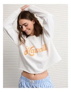 Cropped Cutoff Sweatshirt in Fresh White
