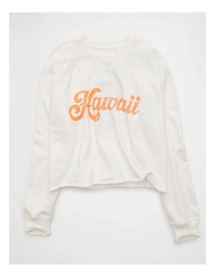 Cropped Cutoff Sweatshirt in Fresh White image 3