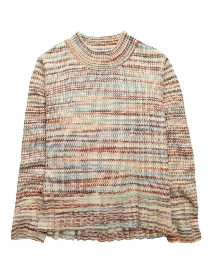 Oversized Faux Mohair Wide Cuff Sweater in Multi image 3