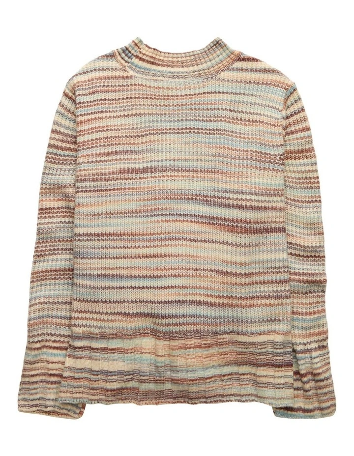 Oversized Faux Mohair Wide Cuff Sweater in Multi image 4
