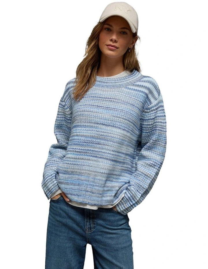 Oversized Faux Mohair Wide Cuff Sweater in Light Blue image 1