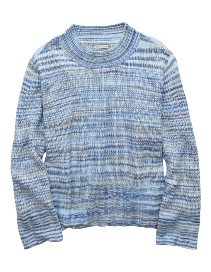 Oversized Faux Mohair Wide Cuff Sweater in Light Blue image 3