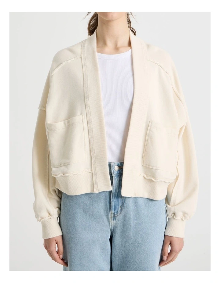 Saturday Fleece Cardigan in Cream image 1