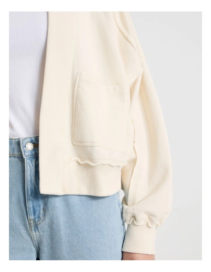 Saturday Fleece Cardigan in Cream image 2