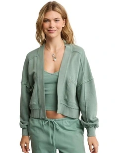 Saturday Fleece Cardigan in Dried Sage
