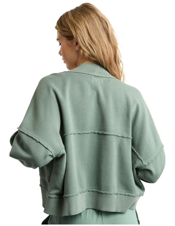 Saturday Fleece Cardigan in Dried Sage image 2