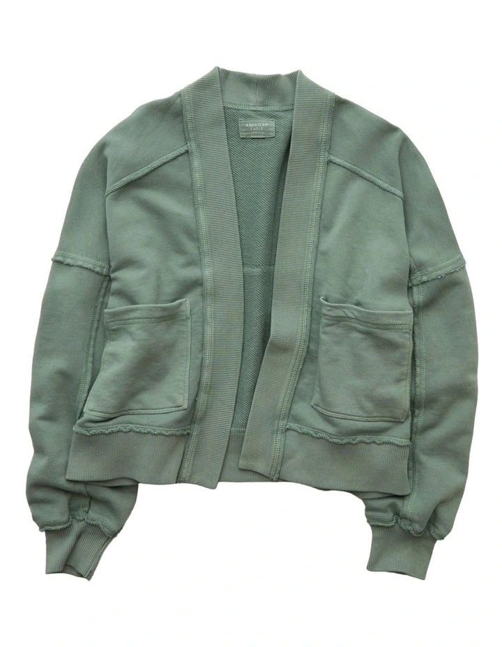 Saturday Fleece Cardigan in Dried Sage image 3