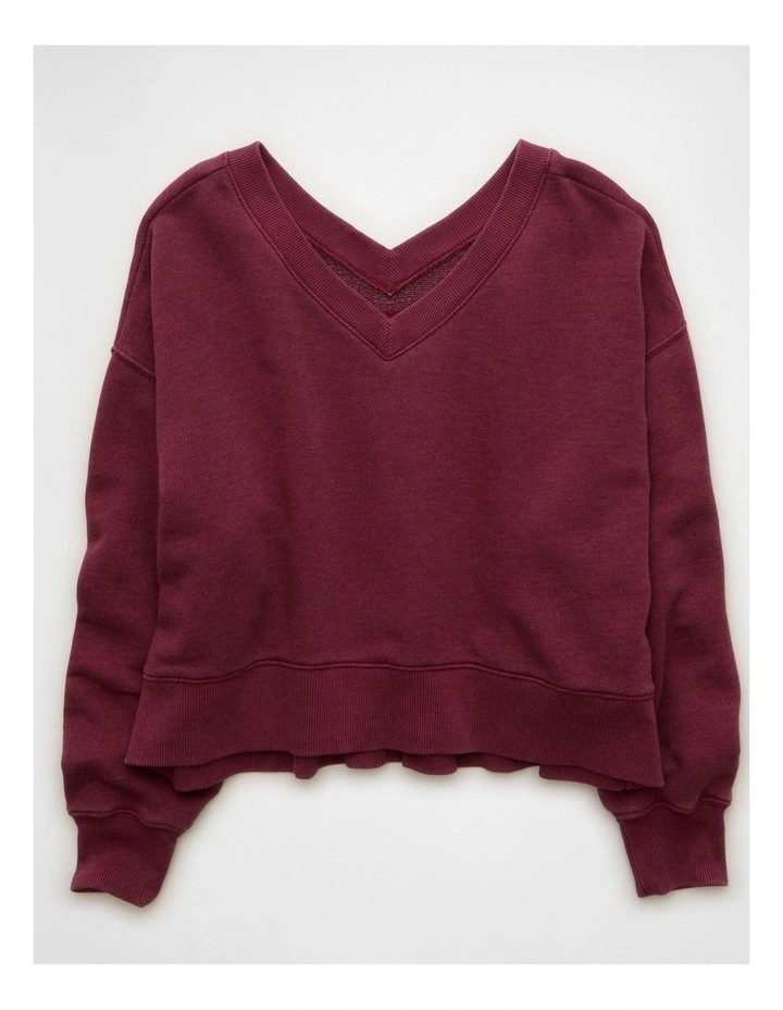 V-Neck Sweatshirt in Bordeaux image 3