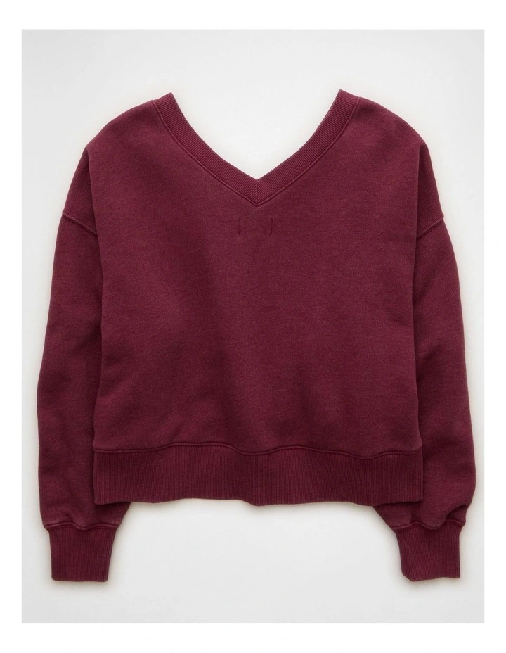 V-Neck Sweatshirt in Bordeaux image 4