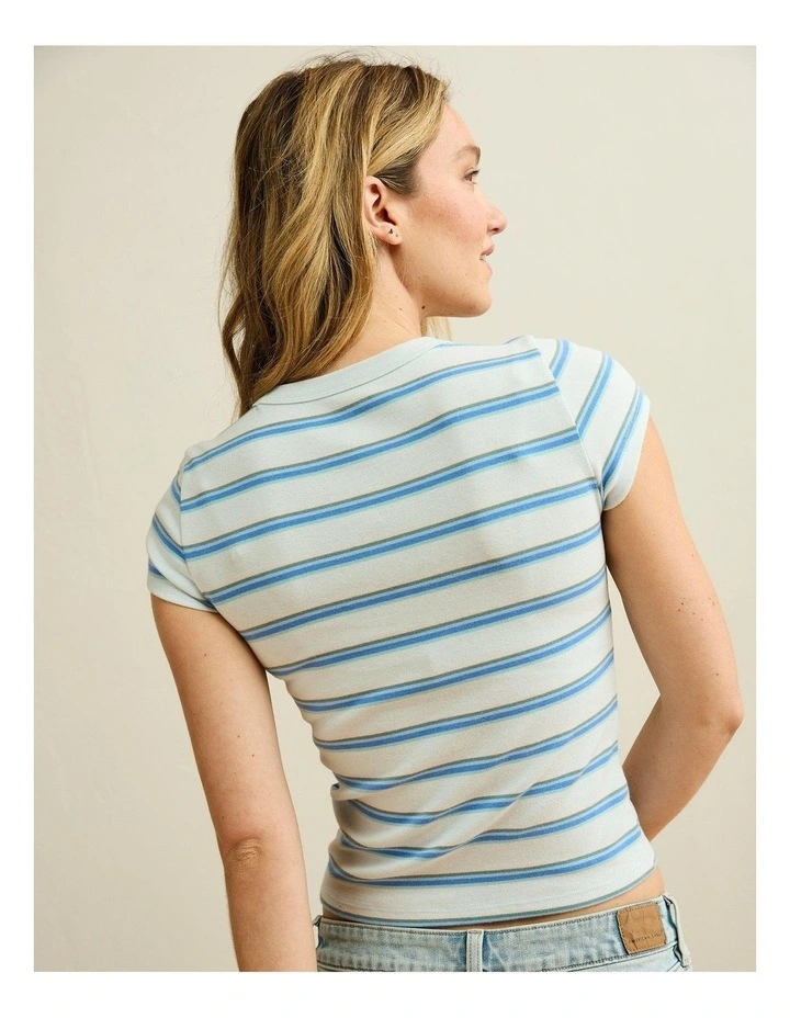 Hey Baby Tee in Light Blue Stripe image 2