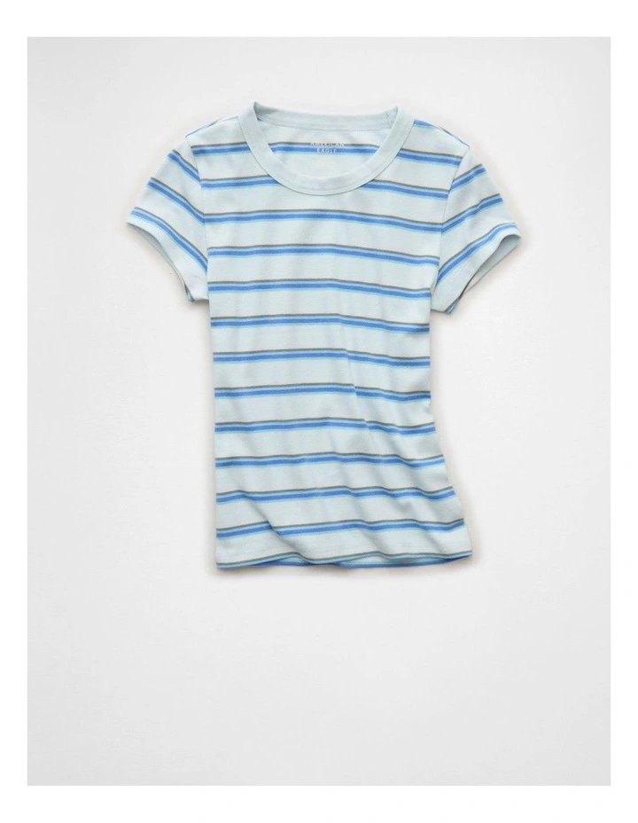 Hey Baby Tee in Light Blue Stripe image 3