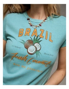 Fitted Cropped Graphic T-Shirt in Rustic Blue