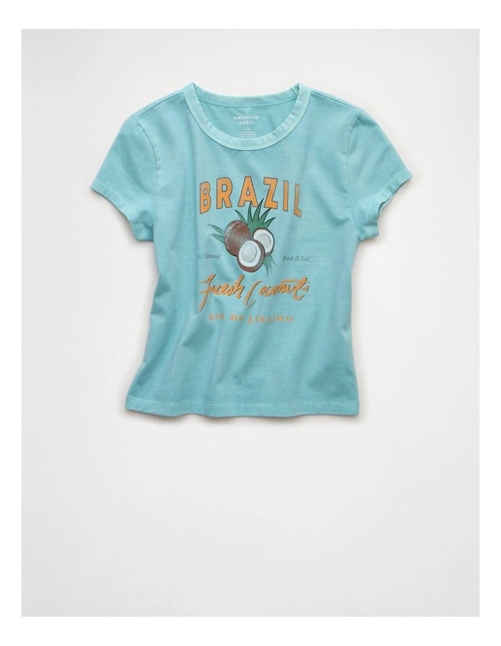 Fitted Cropped Graphic T-Shirt in Rustic Blue image 3