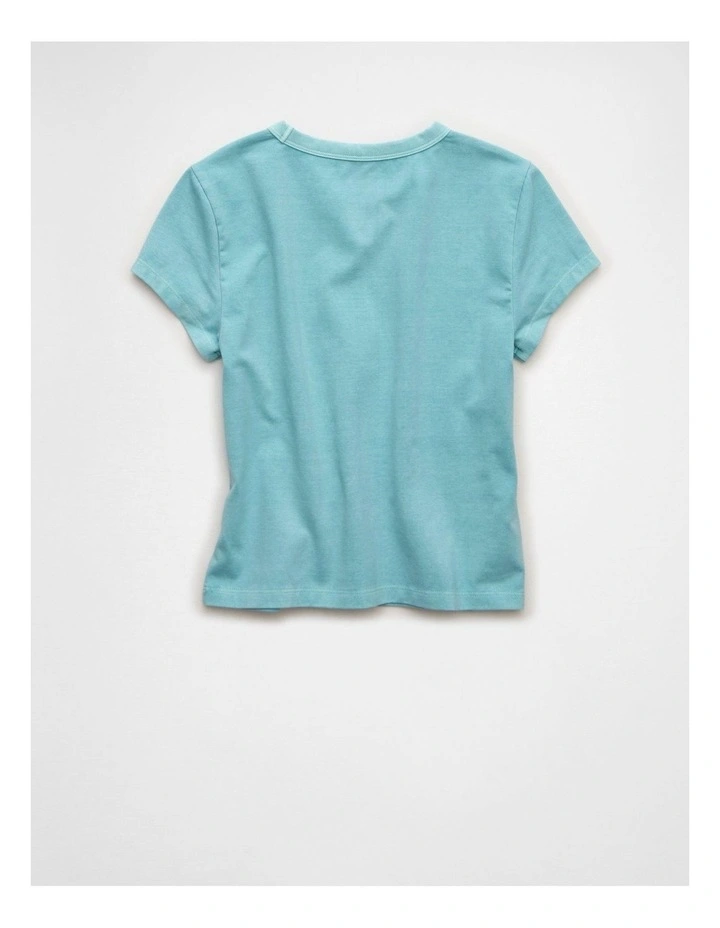 Fitted Cropped Graphic T-Shirt in Rustic Blue image 4