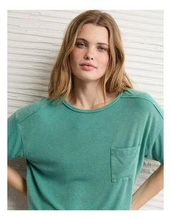 Soft & Sexy Ribbed Pocket T-Shirt in Gatsby Green