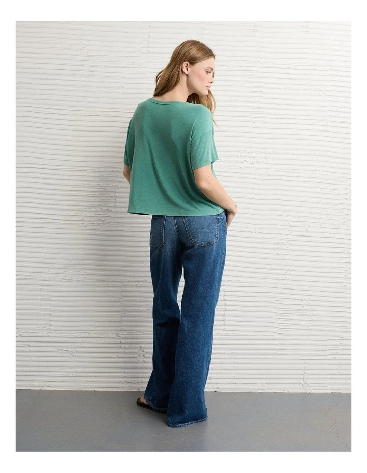 Soft & Sexy Ribbed Pocket T-Shirt in Gatsby Green image 2