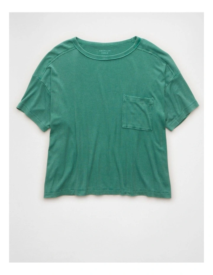 Soft & Sexy Ribbed Pocket T-Shirt in Gatsby Green image 3