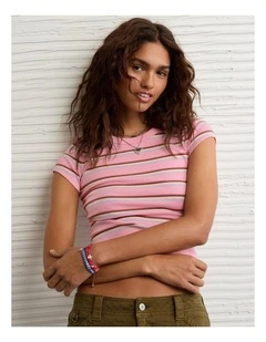 Hey Baby Tee in Dusty Pink