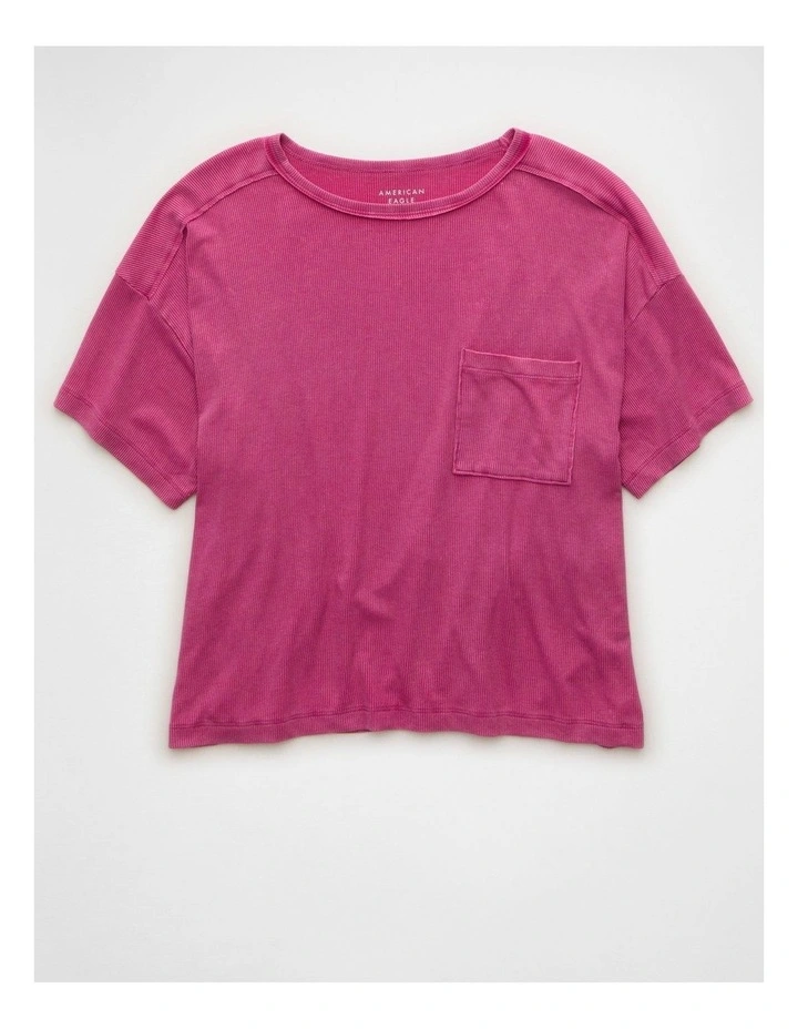 Soft & Sexy Ribbed Pocket T-Shirt in Plum image 3