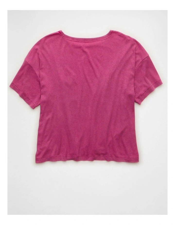 Soft & Sexy Ribbed Pocket T-Shirt in Plum image 4