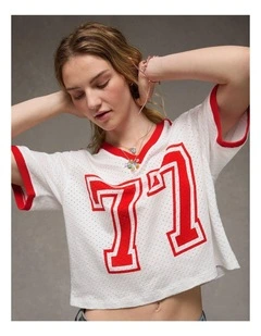 Graphic Mesh T-shirt in Cherry Tart