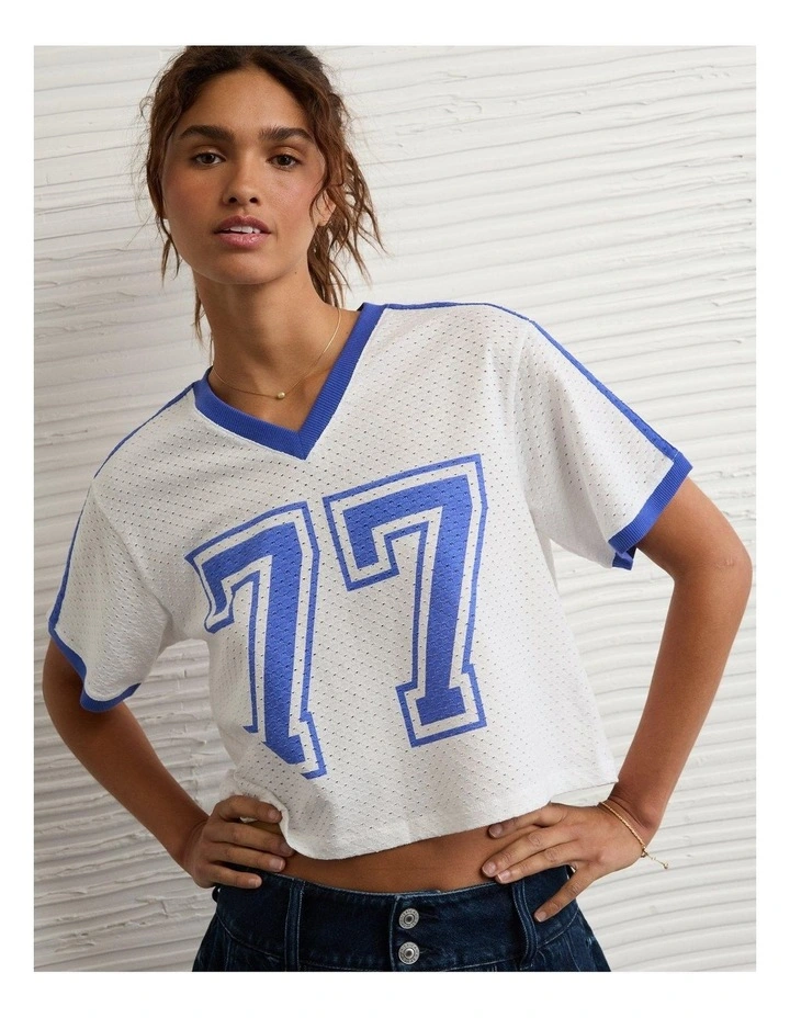 Graphic Mesh T-shirt in Gravity Blue image 1